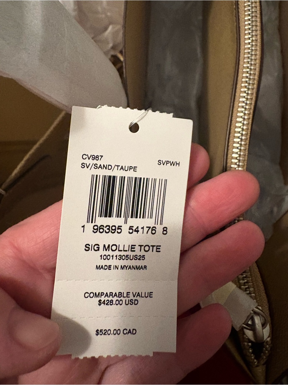 Coach Beige Signature Mollie Jacquard Tote - Picture 6 of 8